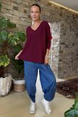Made in Italy Juno Two Tone Knit Burgundy & Red